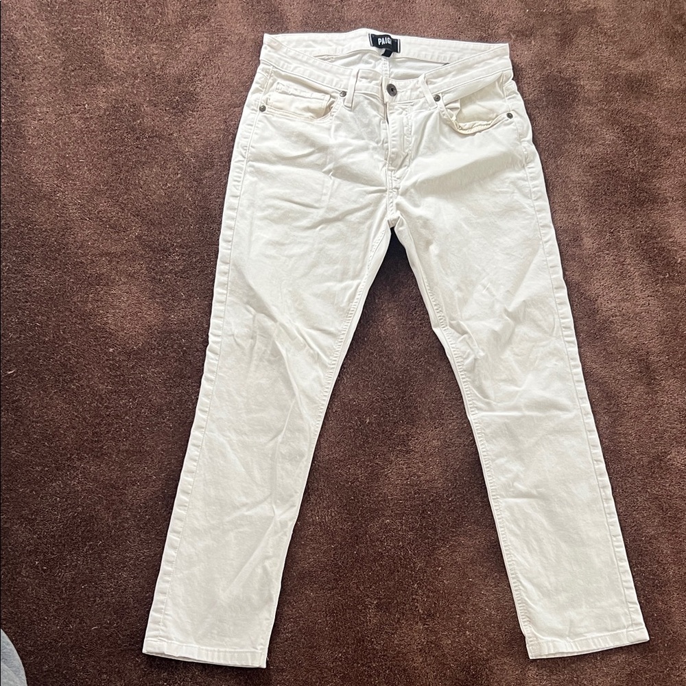 Men’s paige cream slim jeans